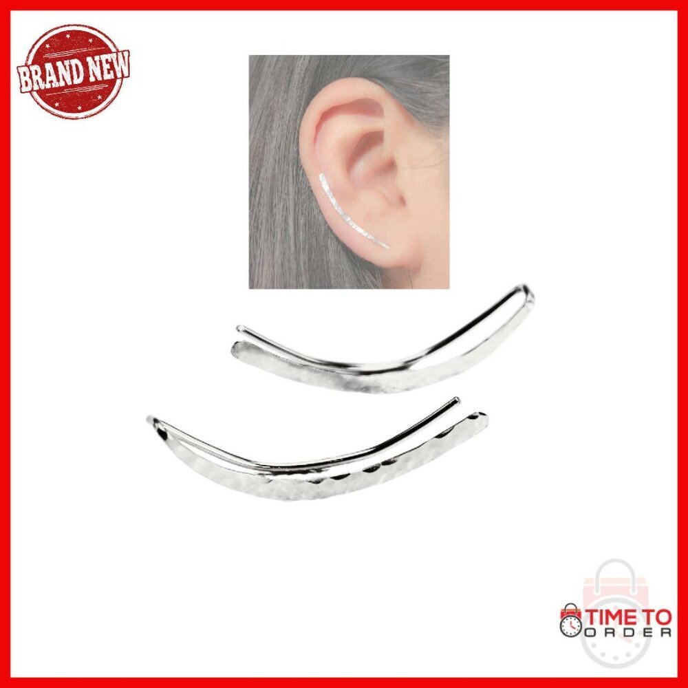 Sterling Silver Clip-On Ear Climbers, 1 Inch Dainty Everyday Earrings